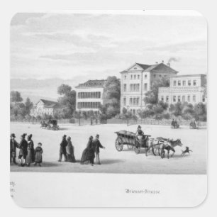 Pegatina Cuadrada Vista de Munich, 1869