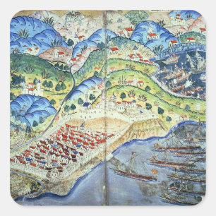 Pegatina Cuadrada Vista de Niza, del 'Suleymanname