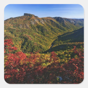 Pegatina Cuadrada Vista de otoño del desfiladero de Linville a menud