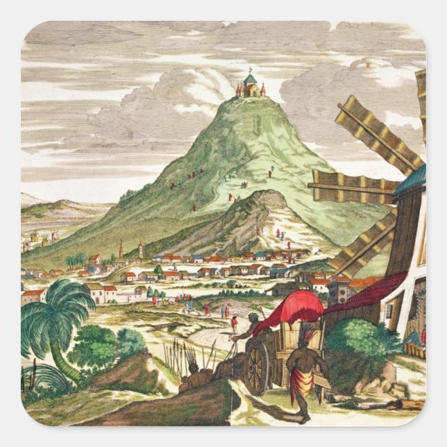 Pegatina Cuadrada Vista de Potosi en Bolivia (Anverso)