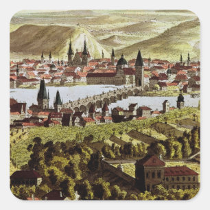 Pegatina Cuadrada Vista de Praga