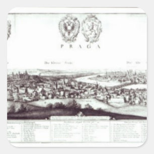 Pegatina Cuadrada Vista de Praga, 1649
