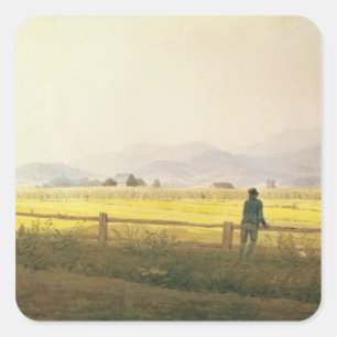 Pegatina Cuadrada Vista de Schmiedebergerkamm, c.1837