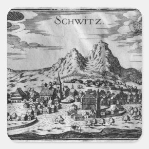 Pegatina Cuadrada Vista de Schwyz