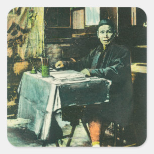 Pegatina Cuadrada Vista de un adivino chino