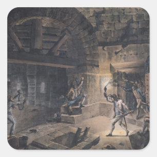 Pegatina Cuadrada Vista de una celda en la Bastilla