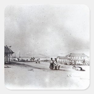 Pegatina Cuadrada Vista de Valparaiso, 1834