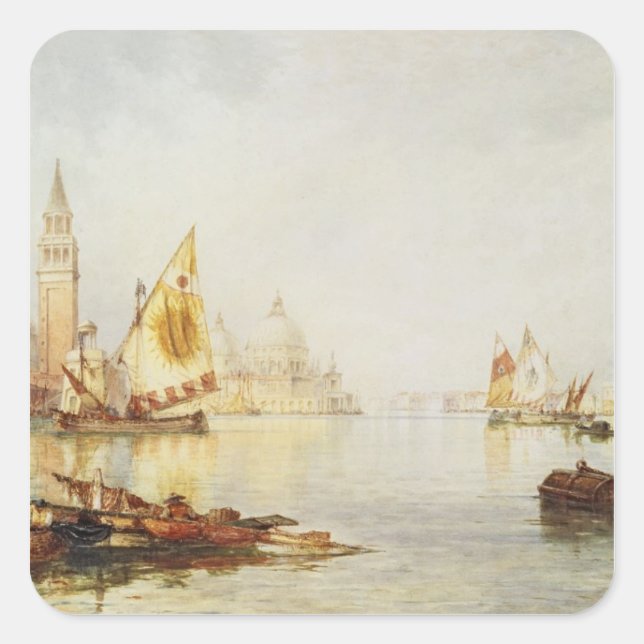 Pegatina Cuadrada Vista de Venecia (Anverso)