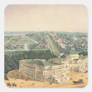 Pegatina Cuadrada Vista de Washington, pub. por E. Sachse y Co.,