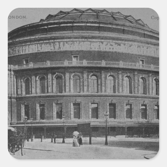 Pegatina Cuadrada Vista del Albert Hall, c.1900 (Anverso)