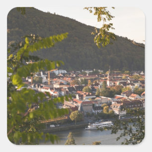 Pegatina Cuadrada Vista del casco antiguo de Heidelberg