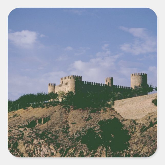 Pegatina Cuadrada Vista del castillo (Anverso)