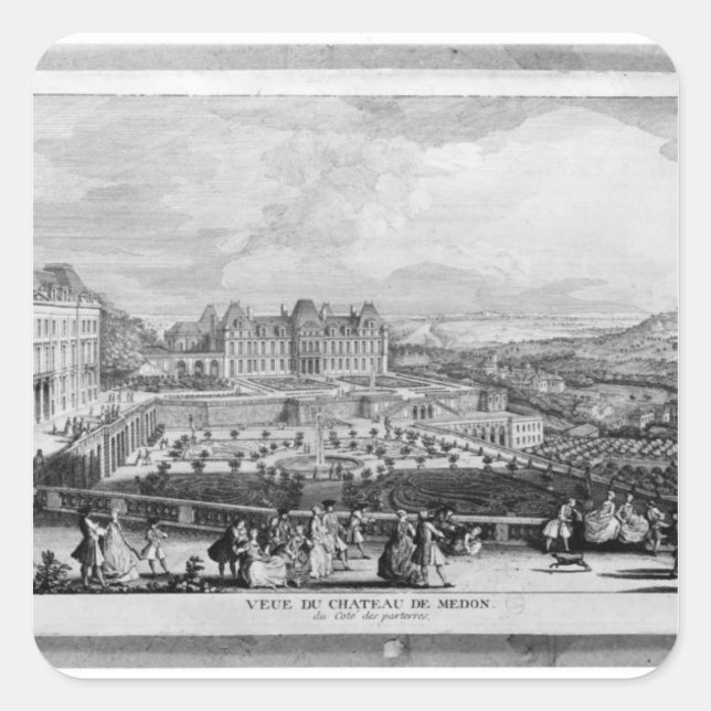 Pegatina Cuadrada Vista del castillo de Meudon (Anverso)