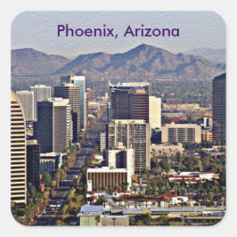 Pegatina Cuadrada Vista del centro de Phoenix, Arizona