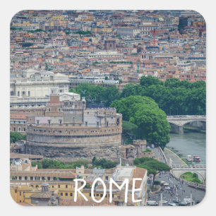 Pegatina Cuadrada Vista del centro histórico de Roma desde arriba