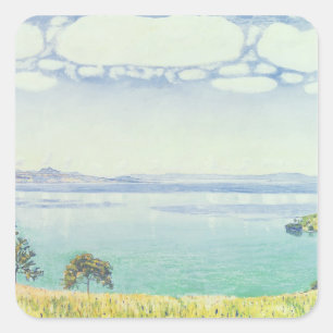 Pegatina Cuadrada Vista del lago Leman de Chexbres, 1905
