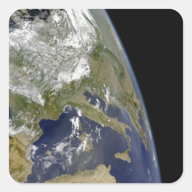 Pegatina Cuadrada Vista del Mediterráneo occidental (Anverso)