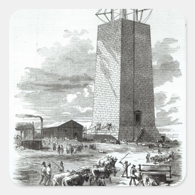 Pegatina Cuadrada Vista del monumento a Washington (Anverso)