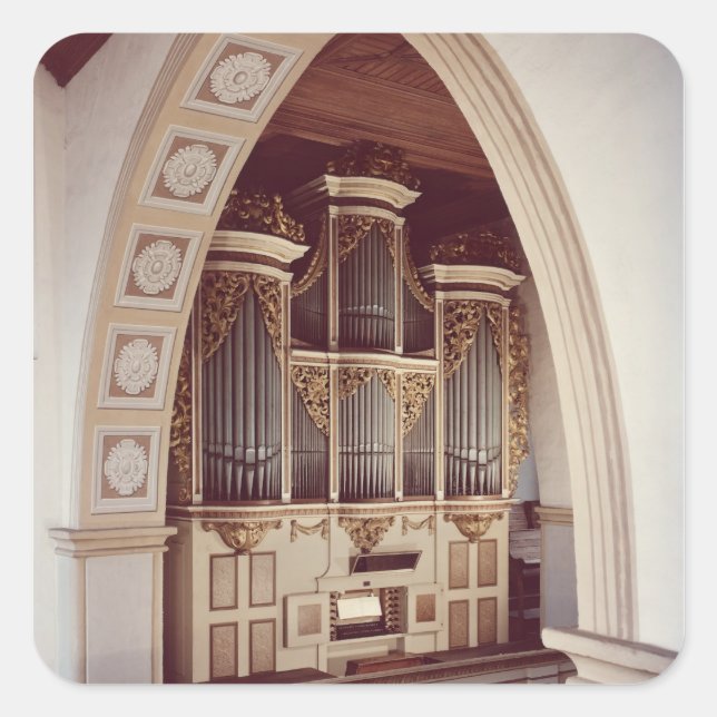 Pegatina Cuadrada Vista del órgano en la iglesia de Rotha (Anverso)