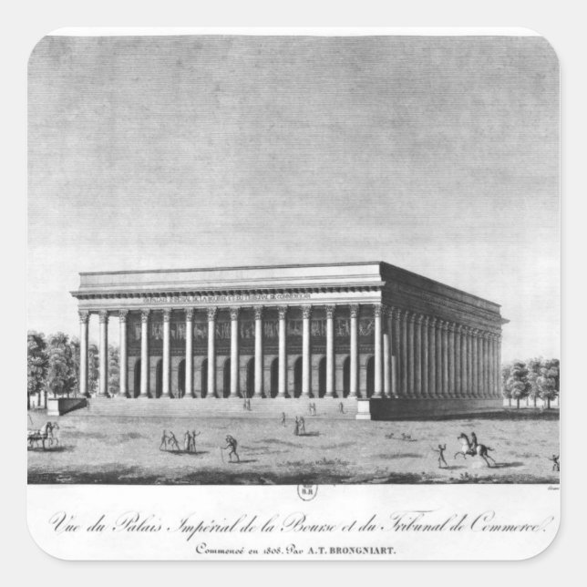 Pegatina Cuadrada Vista del Palacio Imperial de Bourse (Anverso)