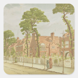Pegatina Cuadrada Vista del parque de Bedford, 1882 (litho del
