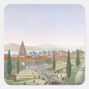 Pegatina Cuadrada Vista del patio interno del serrallo, Topka