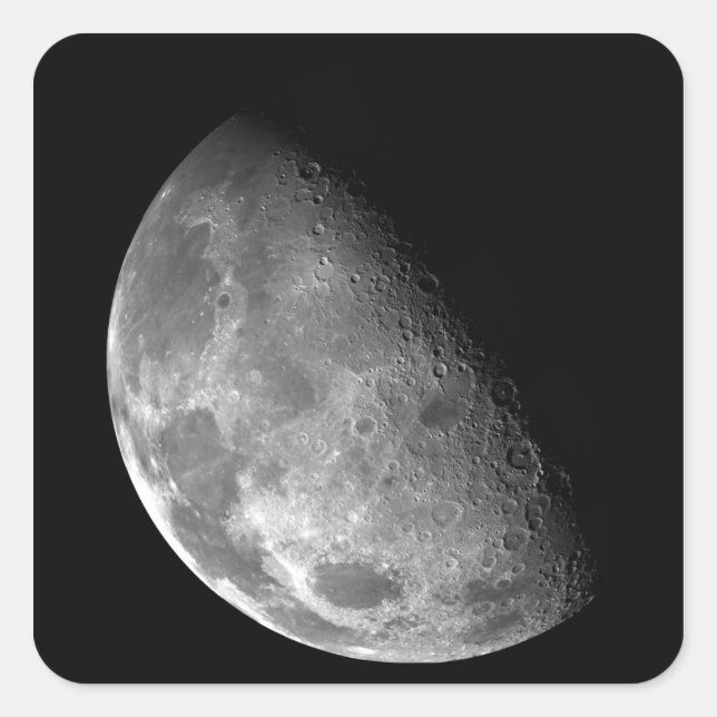 Pegatina Cuadrada Vista del polo norte de la Luna (Anverso)