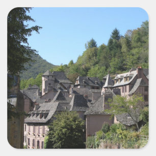 Pegatina Cuadrada Vista del pueblo medieval (foto)