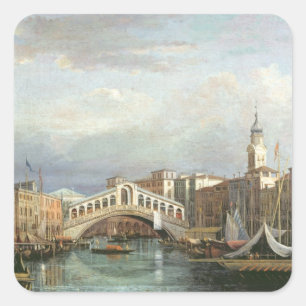 Pegatina Cuadrada Vista del puente de Rialto en Venecia