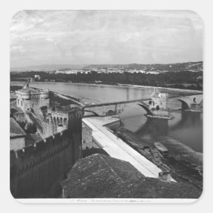 Pegatina Cuadrada Vista del puente de St. Benezet