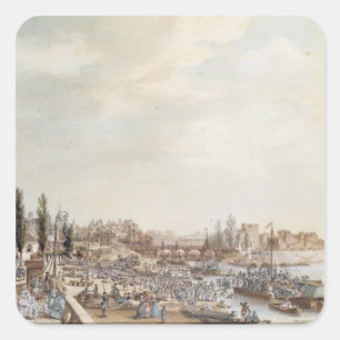 Pegatina Cuadrada Vista del puerto San Pablo, París, 1782
