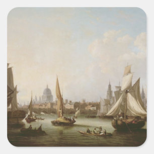 Pegatina Cuadrada Vista del río Támesis