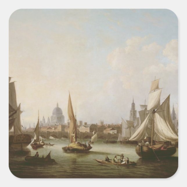 Pegatina Cuadrada Vista del Támesis (Anverso)