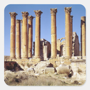 Pegatina Cuadrada Vista del Templo de Artemisa, ANUNCIO construido
