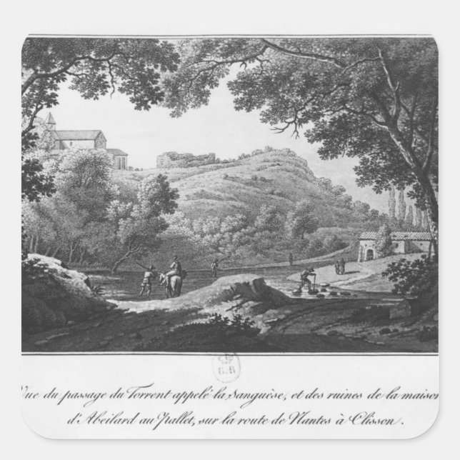 Pegatina Cuadrada Vista del torrente conocido como La Sanguese (Anverso)