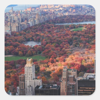 Pegatina Cuadrada Vista desde arriba: Otoño en Central Park 01