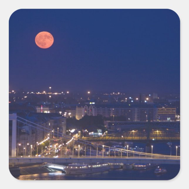 Pegatina Cuadrada Vista desde el Bastión de los Pescadores junto a M (Anverso)