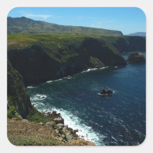 Pegatina Cuadrada Vista desde la isla de Santa Cruz en las Islas del