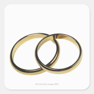 Pegatina Cuadrada Vista elevada de anillos bodas