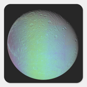 Pegatina Cuadrada Vista en falso color de la luna de Saturno