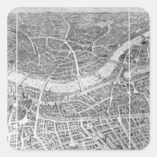 Pegatina Cuadrada Vista en globo de Londres, 1851