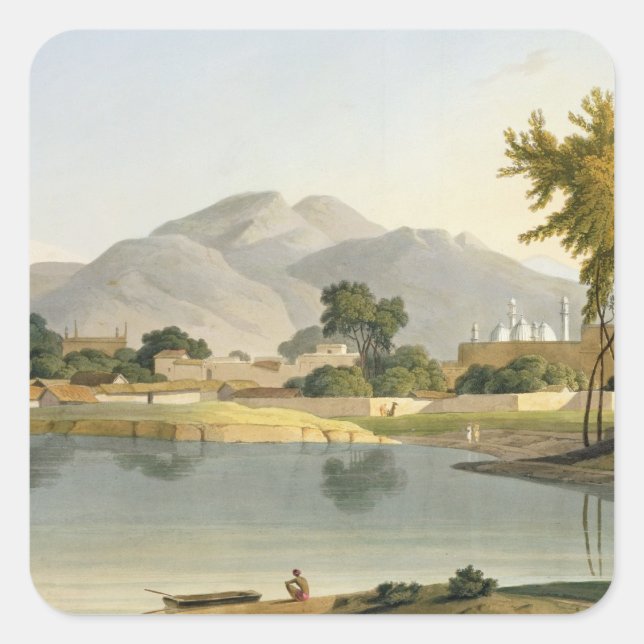 Pegatina Cuadrada Vista en Nijeibabad, cerca del Gaut de Coaduwar, R (Anverso)