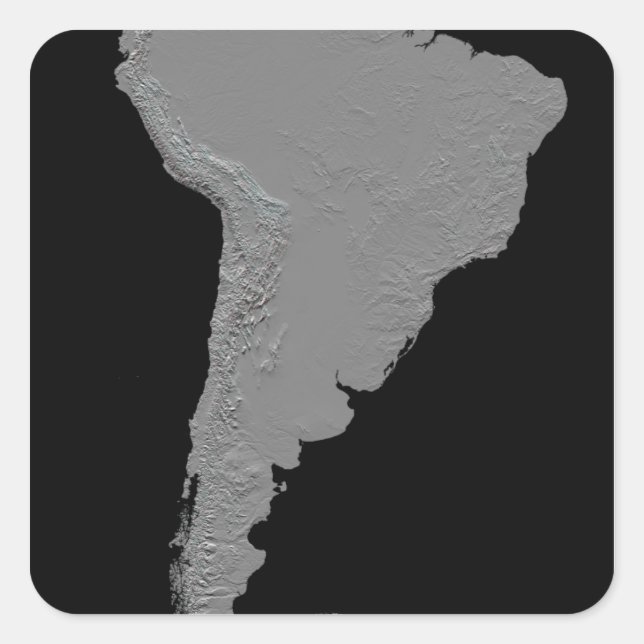 Pegatina Cuadrada Vista estereoscópica de Sudamérica (Anverso)