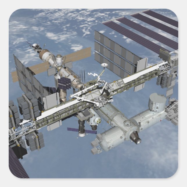 Pegatina Cuadrada Vista generada por ordenador 4 (Anverso)