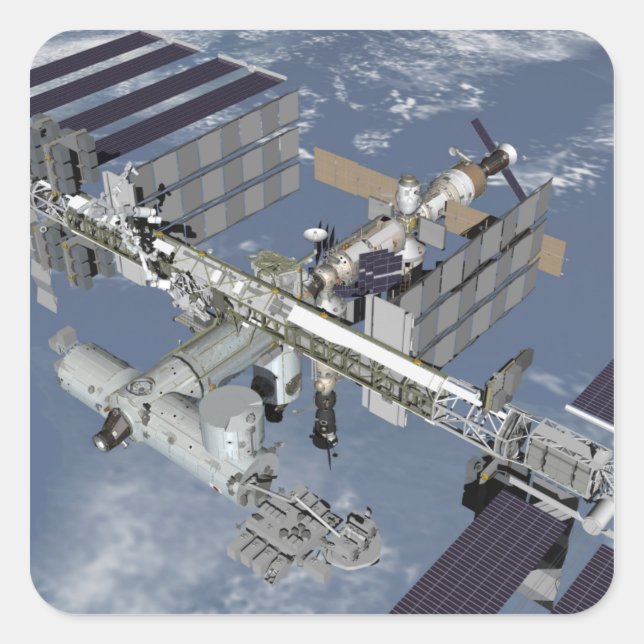 Pegatina Cuadrada Vista generada por ordenador 5 (Anverso)