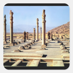 Pegatina Cuadrada Vista general de la Apadana fundada c.518 BC