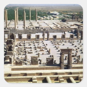 Pegatina Cuadrada Vista general del palacio, período de Achaemenian