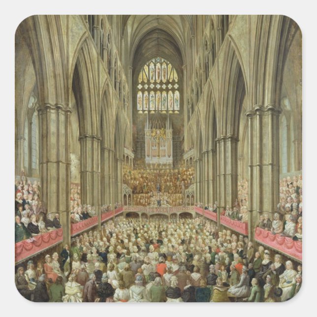 Pegatina Cuadrada Vista interior de la abadía de Westminster en el C (Anverso)