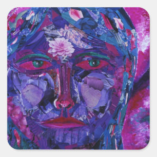 Pegatina Cuadrada Vista - Magenta y visión interior violeta