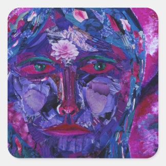 Pegatina Cuadrada Vista - Magenta y visión interior violeta